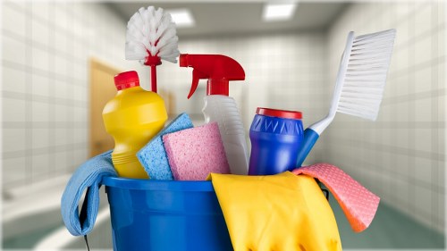 Carpet cleaning team working safely with equipment in a protected indoor setting