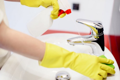 Professional carpet steam extraction equipment in use